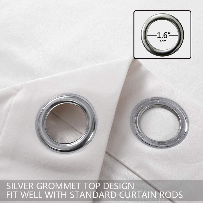 SPXTEX Cream White Velvet Curtains - 63 Inch Long, Soft, Insulated, Light Filtering, Grommet Top, Set of 2 Panels - Image 2